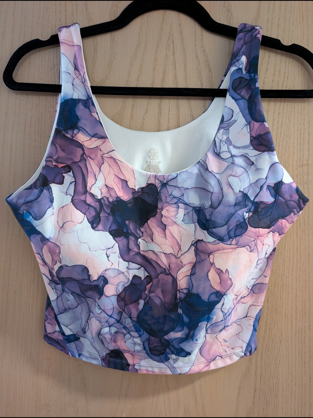 GAIAM Purple Pink Marble Crop Tank